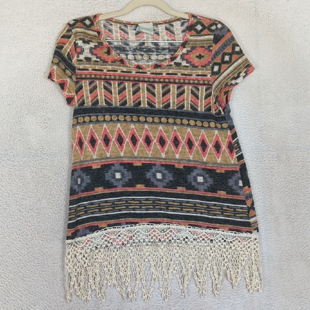 Freshwear Women's Aztec Western Tassel Shirt Size S